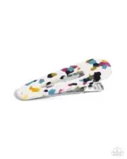 Paparazzi Teasingly Terrazzo White Hair Clip NEW