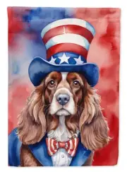 English Cocker Spaniel Patriotic American House Flag Large Porch Sleeve Pole
