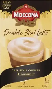 Moccona Double Shot Latte 50 Individual Sachets (5 x 10 Pack)