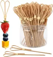 , 100 Counts 4.7 Inch Heart Shaped Bamboo Toothpicks Skewers Cocktail Picks with