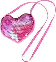 [Baluue] Valentine Purse for Boys and Girls Sequin Heart Purse Single Strap Bag for Parties School and Travel