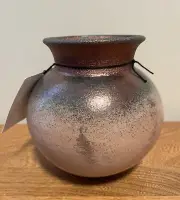 Art Pottery Vase Raku Fired Signed Paul Harp Metallic Effects Iridescent 7 3/4"