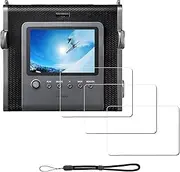 iDaPro 3 x screen protector for Fujifilm Instax Wide Evo instant film camera + [1 piece] hand strap, tempered glass, 9H hardness glass, scratch-resistant, bubble protection, anti-fingerprint, easy