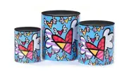 Lot of 3 set Romero Britto Nested Metal Canisters 3 piece set – Flying Hearts –