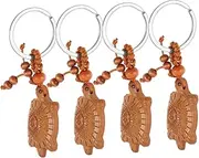 [Ipetboom] 4Pcs Hand Carved Turtle Keychain Double Sided Wooden Bag Pendants Decorative with Detailing Symbol of Longevity and Luck Present for Personal Use