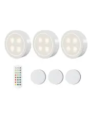 [Emitto] Rgb Led Under Cabinet Puck Lights 3x in White