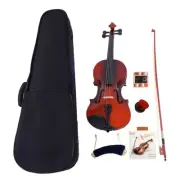 US 3/4 Maple Acoustic Violin With Case Bow Rosin String Tuner Shoulder Rest Set