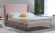 Modern Classic Olivia Queen Velvet Bed Frame Pink with Gold Legs