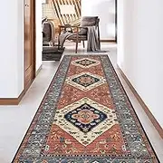 Traditional Hallway Runner Rug Red Thick Floor with Non Slip Backing Rug Runner for Kitchen Hall Stairs Corridor Entrance Living Room Bedroom 60cm 70cm 80cm 100cm 120cm