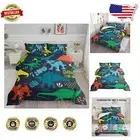 Full Size Dinosaur Cartoon Bedding Set - Soft 3-Piece Comforter for All Seasons