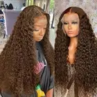 Brown Wig Human Hair 24inch Curly Lace Front Wig Human Hair 13x4 Frontal Lace...
