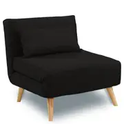 Suede Corner Sofa Bed Comfortable Chair Single Seater Adjustable Suite Black