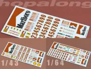 Scalextric/Slot Car 1/43 & 1/64 Scale Waterslide Decals (inc. White)