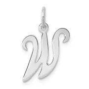 Sterling Silver Rhodium-Plated Stamped Letter W Initial Charm