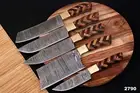 Handmade Damascus knife Kitchen Chef Set free with leather roll Chef Knives