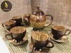 Natural Coconut Shell Tea cup Set - Tea Pot & 6 Cups and saucers ( Brand New)
