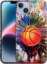 GlamCase for iPhone 14 Plus, iPhone 14 Plus Case - Vintage Color Basketball Design Printed Slim & Sleek Cute Plastic Hard Snap on Protective Designer Back Phone Case/Cover for iPhone 14+