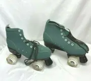 Unisex light up Wheels Blue Roller Skates High-Top Shoes Blue Cowhide, 8 w/bag