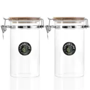 2x Lemon & Lime Camden 1.2L/19cm Glass Clip Jar/Container Clear w/ Bamboo Lid