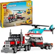 LEGO Creator 3in1 Flatbed Truck & Toy Helicopter Building Set, Kids Toy Transforms to Plane and Fuel Lorry or Hot Rod SUV Car, Construction Vehicle Model Kit for 7 Plus Year Old Boys and Girls 31146