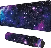 KOAIWPAE Desk Mat, Galaxy Nebula Universe Space Extended Gaming Mouse Pad Large, Big Mouse Pad with Non-Slip Base and Stitched Edge, Long Computer Keyboard Mouse Mat for Home Office
