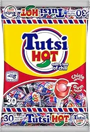 Tutsi Pop Hot Mexican Candy Pops with Cherry Flavor & Chili Powder With A Tutti Frutti Gum Center, 21.2 Oz, 30Count