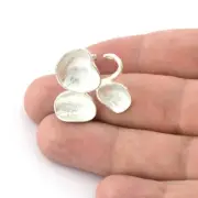 Flower Adjustable Ring Shiny Silver Plated Brass (16.5mm 6US inner size) 3303