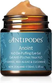 Antipodes Anoint H₂O De-Puffing Eye Gel – Hydrating Eye Gel for Puffy Eyes, Dark Circles & Eye Bags – Coffee, Cucumber & Manuka Honey – All Skin Types – 30ml