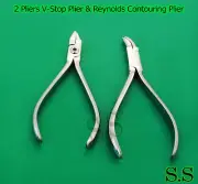 Set of 2 Pliers V-Stop Plier & Reynolds Contouring Plier Orthodontic Instruments