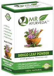 MR Ayurveda 100% Herbal Indigo Leaf Powder | Indigo Powder for Hair Colour | Indigo Powder Organic for Hair Black | Indigo Powder Natural | No Added Chemicals, 100 Grams