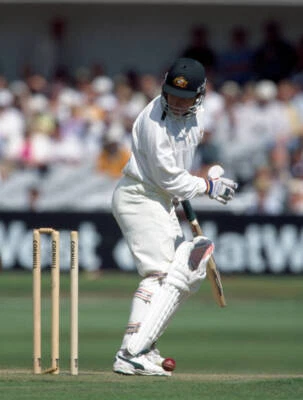 Australian batsman Ian Healy is out for 31 runs bowled by Mar- Cricket Photo 1