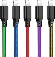 Phone Charger 5 Pack 1m(3ft) Cable Phone Charging Syncing Charger Cable Fast Charging Cord for iPhone 14 13 12 11 Pro Max XR XS Max X 10 8 7 6 SE