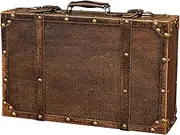 ZGUZMCMK Wooden Vintage Suitcase Decor Retro Travel Trunk with Handle, Wood Chest Old Fashioned Storage Chest for Table, Themed Party, S