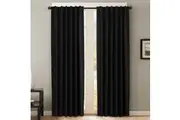 2x Blockout Curtains Pair for Living Room/Bedroom, Rod Pocket/ Back Tab Top Blackout Window Curtains Drapes, Jet Black