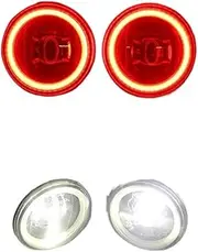 LED Fog Light Bulbs Compatible for Ford Fiesta 2001-2015 - Angel Eye DRL Daytime Running Lights(Red and White)