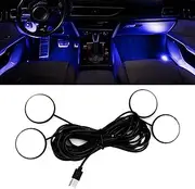 Hirificing Car Interior Pedal LED Lights, Automotive Underglow Ambient RGB Door Lighting Kit with USB Port, 4 in 1 Decoration Neon Lights for Car, Home, Garden, Party (Blue)