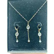VTG Robert Rose Victorian Style Oval Faceted Crystal Bead Necklace Earrings NIB