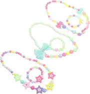 [Abaodam] Decorative Boys and Girls Necklace Bracelet Set 3 Bow-tie Sets Toddler Jewelry Beads Bracelet Kit for Parties Events