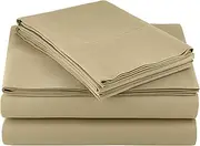 Amazon Basics Lightweight Super Soft Easy Care Microfiber 4-Piece Bed Sheet Set with 14-Inch Deep Pockets, Double / Full, Solid, Olive
