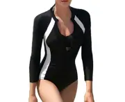 Women Long Sleeve One Piece Suits Zipper Surfing Bathing Suits