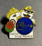 CAI 100th Rose Bowl Parade Vintage Original Pinback Lapel Button 1".