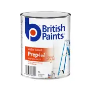 British Paints White 4 In 1 Prep Water Based Primer Sealer Undercoat - 1L