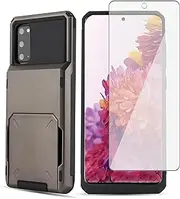 [Asuwish] Phone Case for Samsung Galaxy S20 FE 5G 6.5 inch with Screen Protector Credit Card Holder Slot Hybrid Protective Cell Cover S 20 EF UW S20FE5G S20FE 20S S2O Fan Edition 4G G5 Women Men Gray