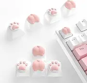 4 Pcs Custom Keycaps,Cute Cat Claw and Butt Shape PBT&Silicone Keycaps Set Ergonomic OEM R4 Profile for 61/84/96/104 Key AKKO Gateron Kailh Cherry MX Cross Type Switch Mechanical Gaming Keyboard