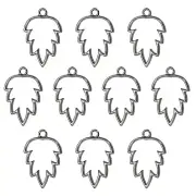 10Pcs Maple Leaf Shaped Alloy Open Back Bezel Pendants Resin Frame, Black