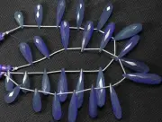 13 inch strand of natural Blue Chalcedony Teardrop Faceted 15-17mm beads.