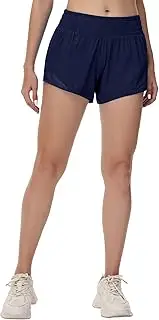 [MCEDAR] Women's Running Shorts High Waisted Lined 4"，Lightweight Active Workout Quick Dry Gym Athletic Sports Short Zip Pocket