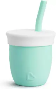 Munchkin C'Est Silicone Open Training Cup with Straw, Mint, 4 Oz Capacity Pat...