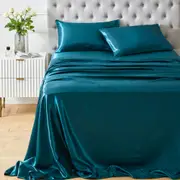 Adorn Living Satin Sheet Set - Teal - King