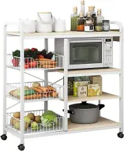 4-Tier Kitchen Storage Shelf with Baker'S Rack,Microwave Oven Stand, Vegetable B